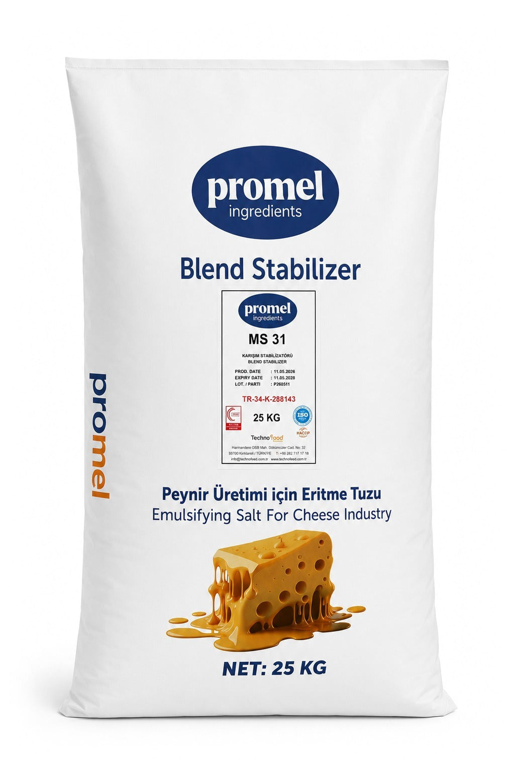 Technofood MS 31 — high-phosphate emulsifying salt for the cheese industry, 25 kg bag